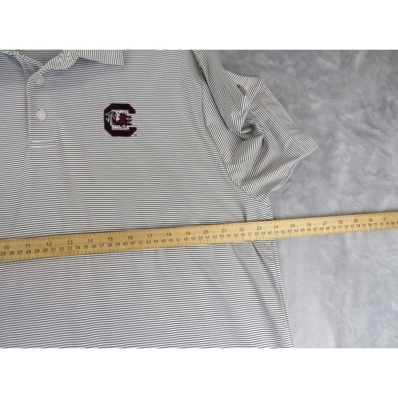 Under Armour South Carolina Gamecocks Polo Shirt XL Loose Fit Striped White - Picture 7 of 9